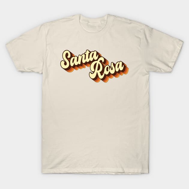 Retro Vintage 70s Groovy Calligraphy Santa Rosa T-Shirt by Inspire Enclave